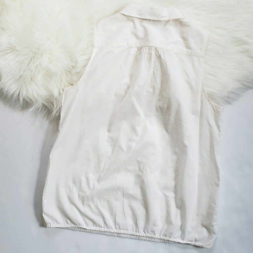 Loft Creamy White Lace Lines Quarter Button Tanm - Picture 5 of 5